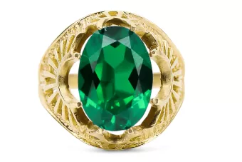 Винтидж Пръстен Смарагд 14K жълто злато vrc003y